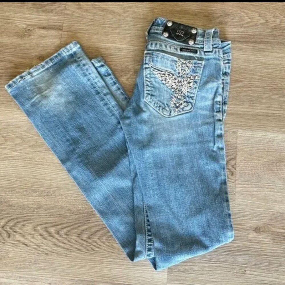 Miss Me JP5117 Boot Cut Jeans Women's size 28 Embellished Cross Wings